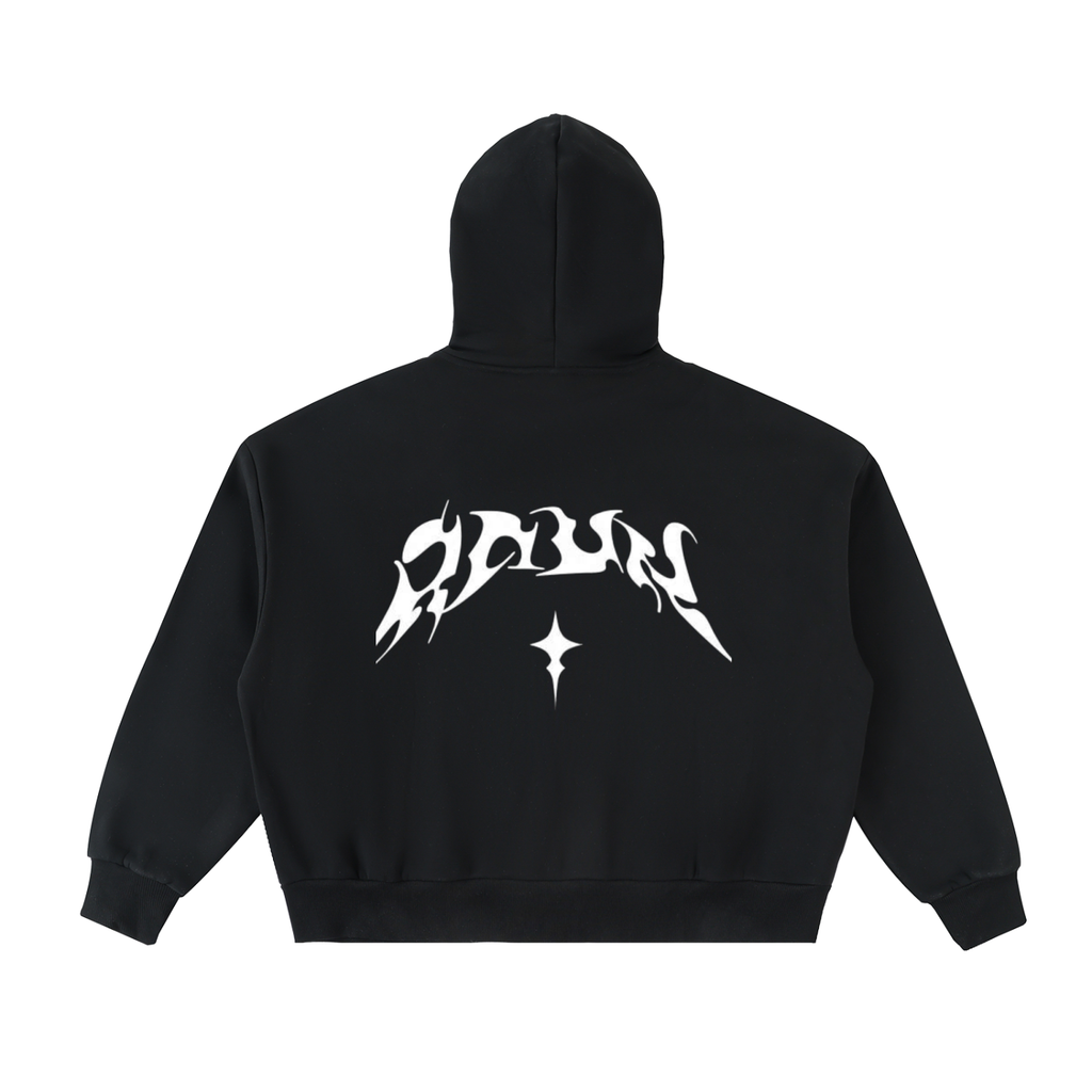 Fleeced Full-Zip Boxy Hoodie